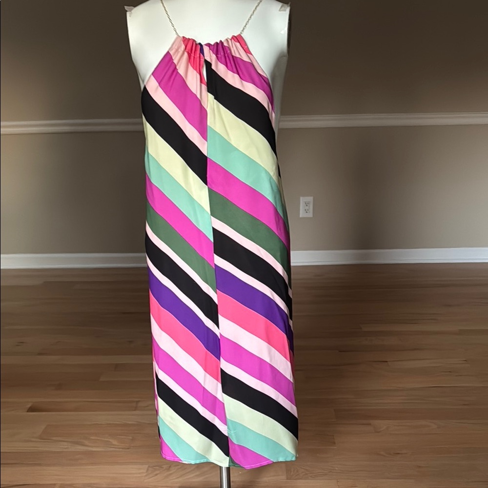 Trina Turk silky keyhole neck dress